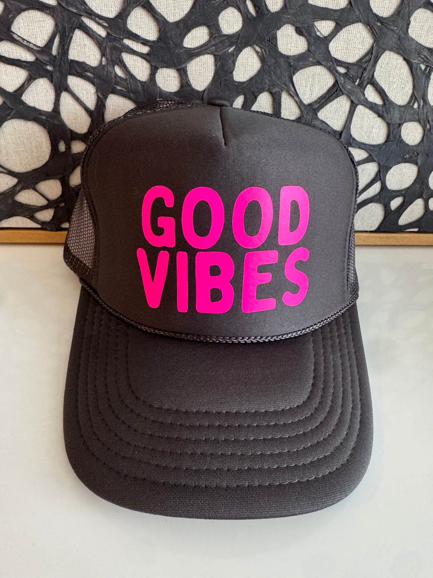 Midlifers GOOD VIBES charcoal trucker