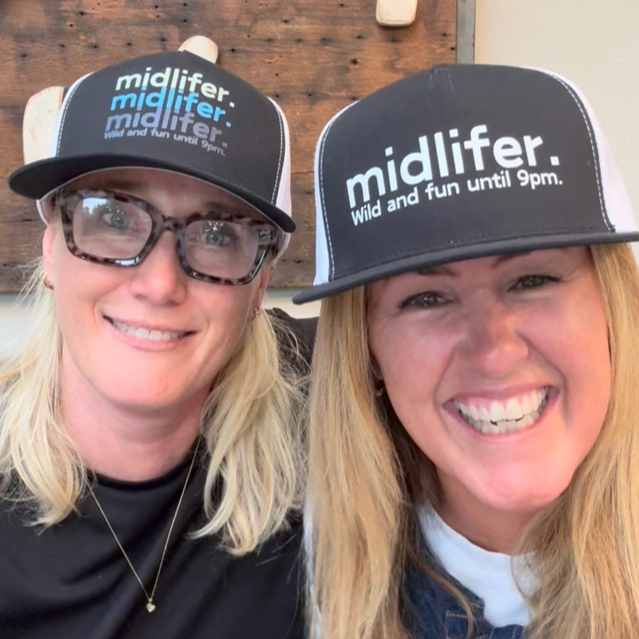 Midlifers. Triple blue Midlifer on black trucker