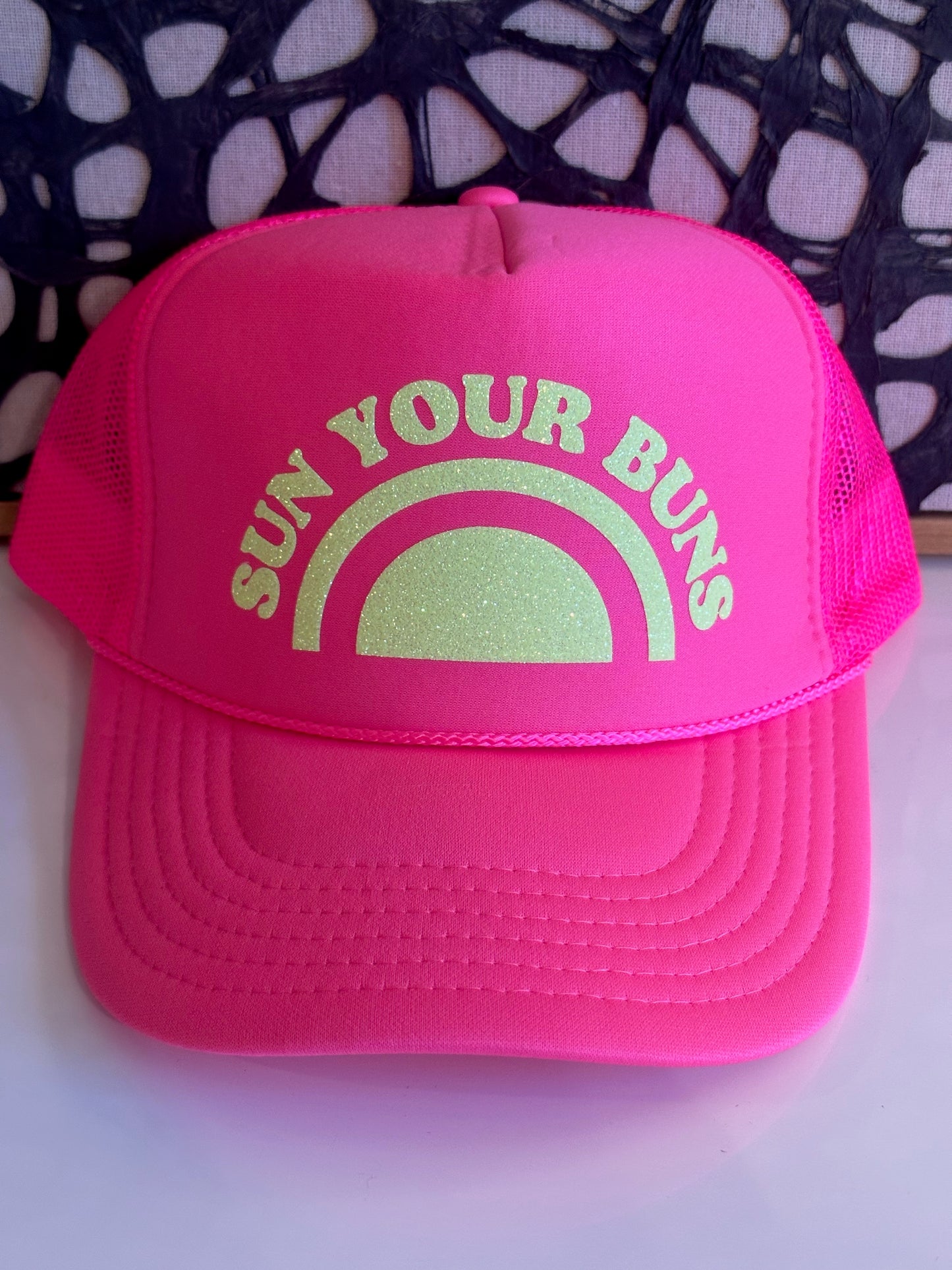 Sun Your Buns - Neon Pink Trucker