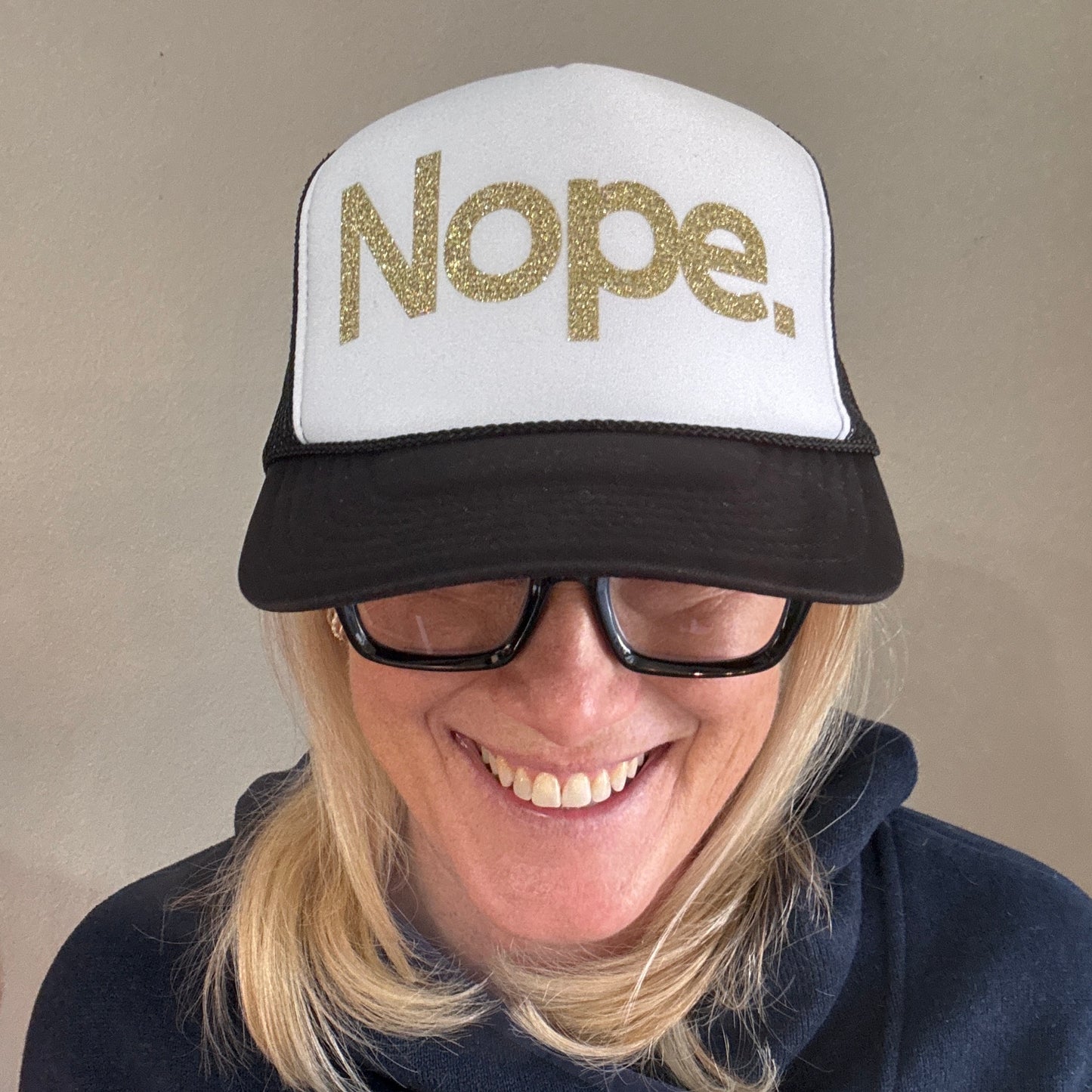 Midlifers Nope. black and white trucker