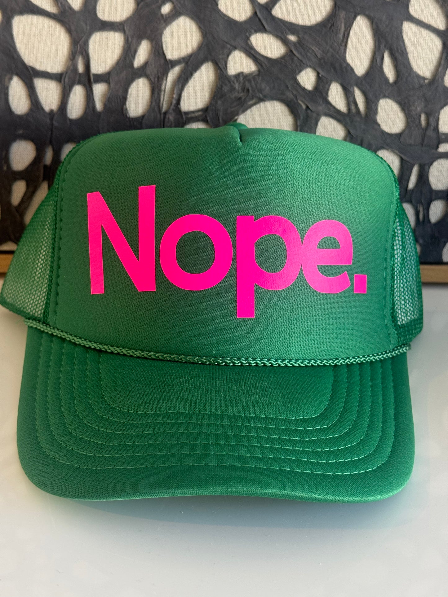 Midlifers Nope. kelly green trucker