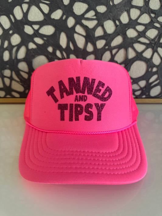 TANNED + TIPSY neon pink hat