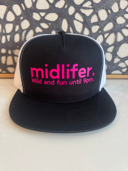 Midlifers. Wild and Fun pink font hat