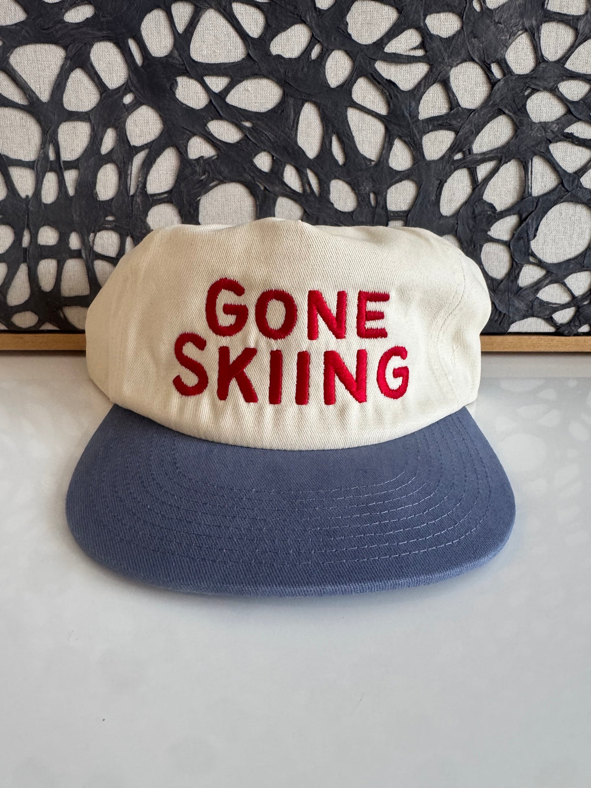 Gone Skiing canvas embroidery hat