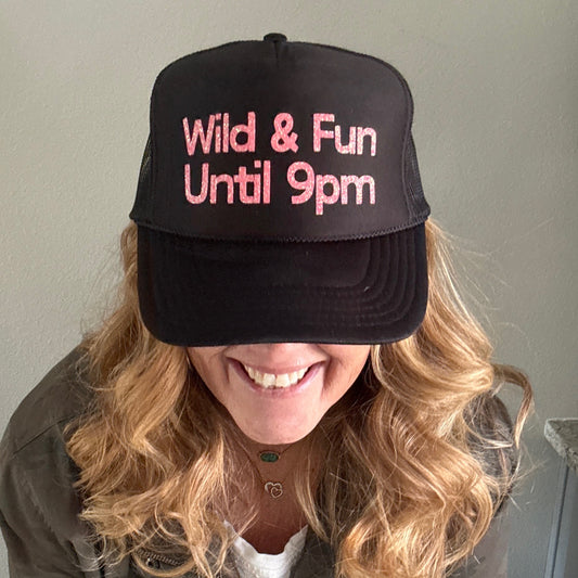 Midlifers WILD + FUN black with neon coral glitter