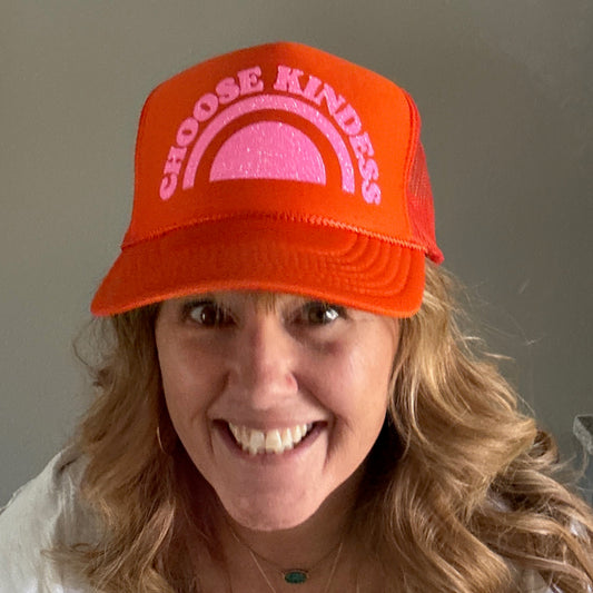 Midlifers CHOOSE KINDNESS orange trucker.