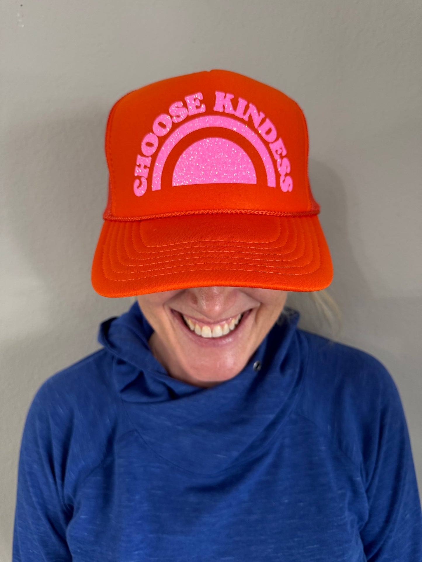 Midlifers CHOOSE KINDNESS orange trucker.