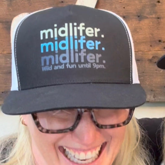 Midlifers. Triple blue Midlifer on black trucker