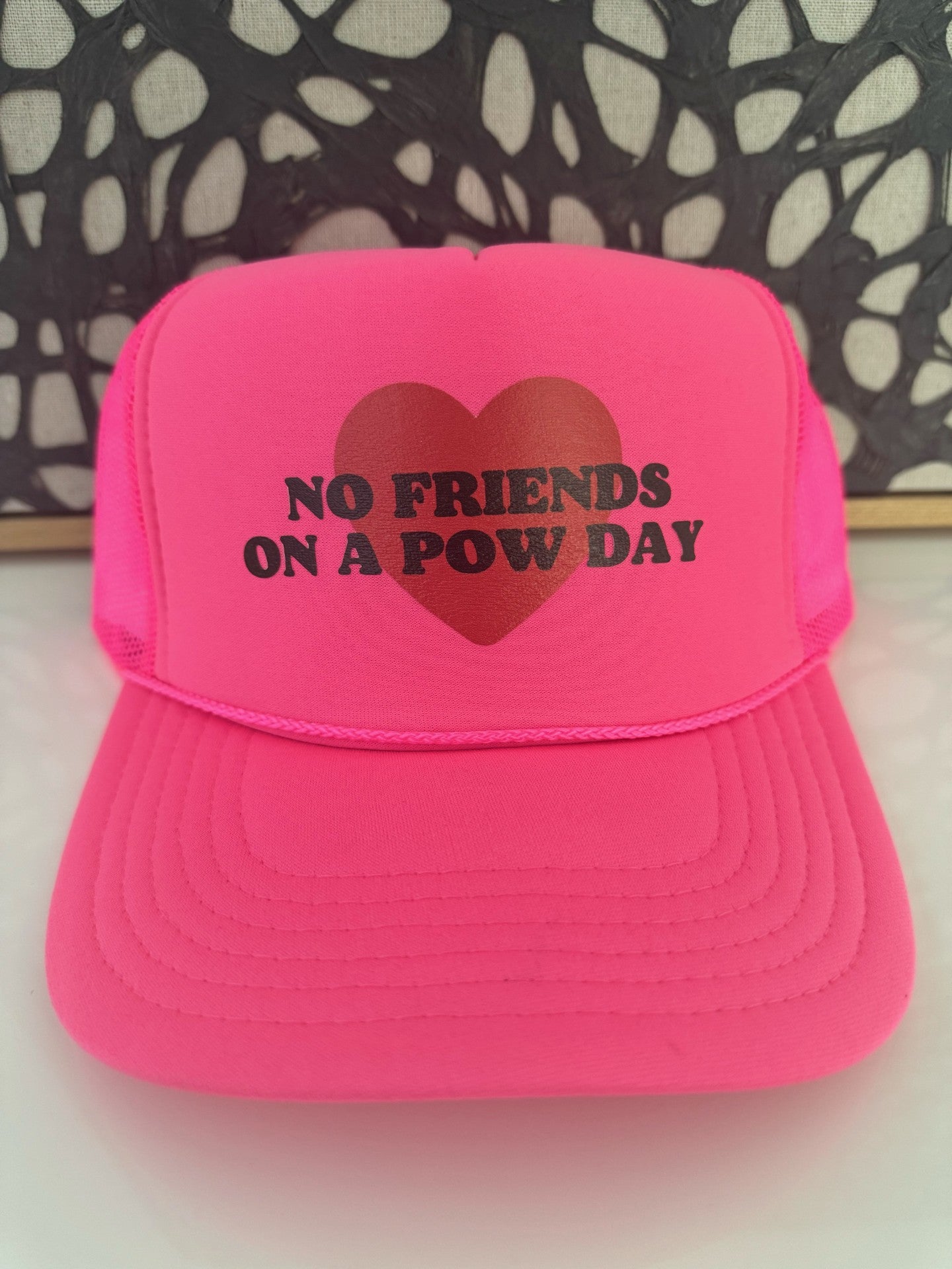 No Friends on a Powder Day - Neon Pink Trucker