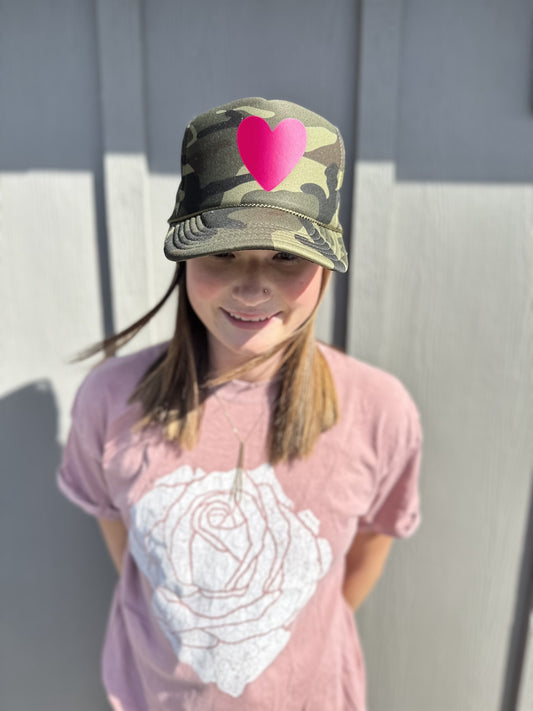 Artsy Heart - Camo Trucker