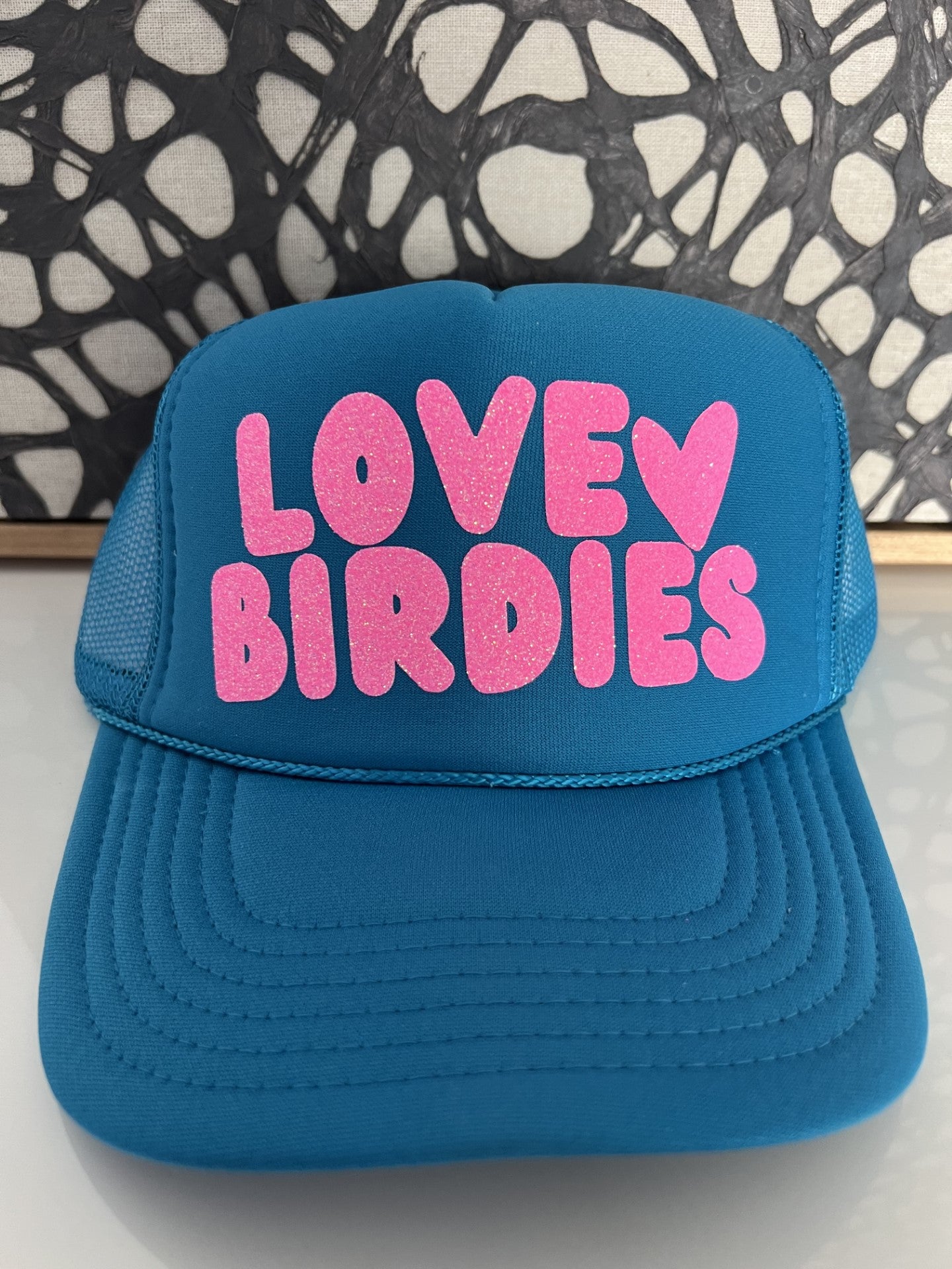 Love Birdies - Neon Blue Trucker