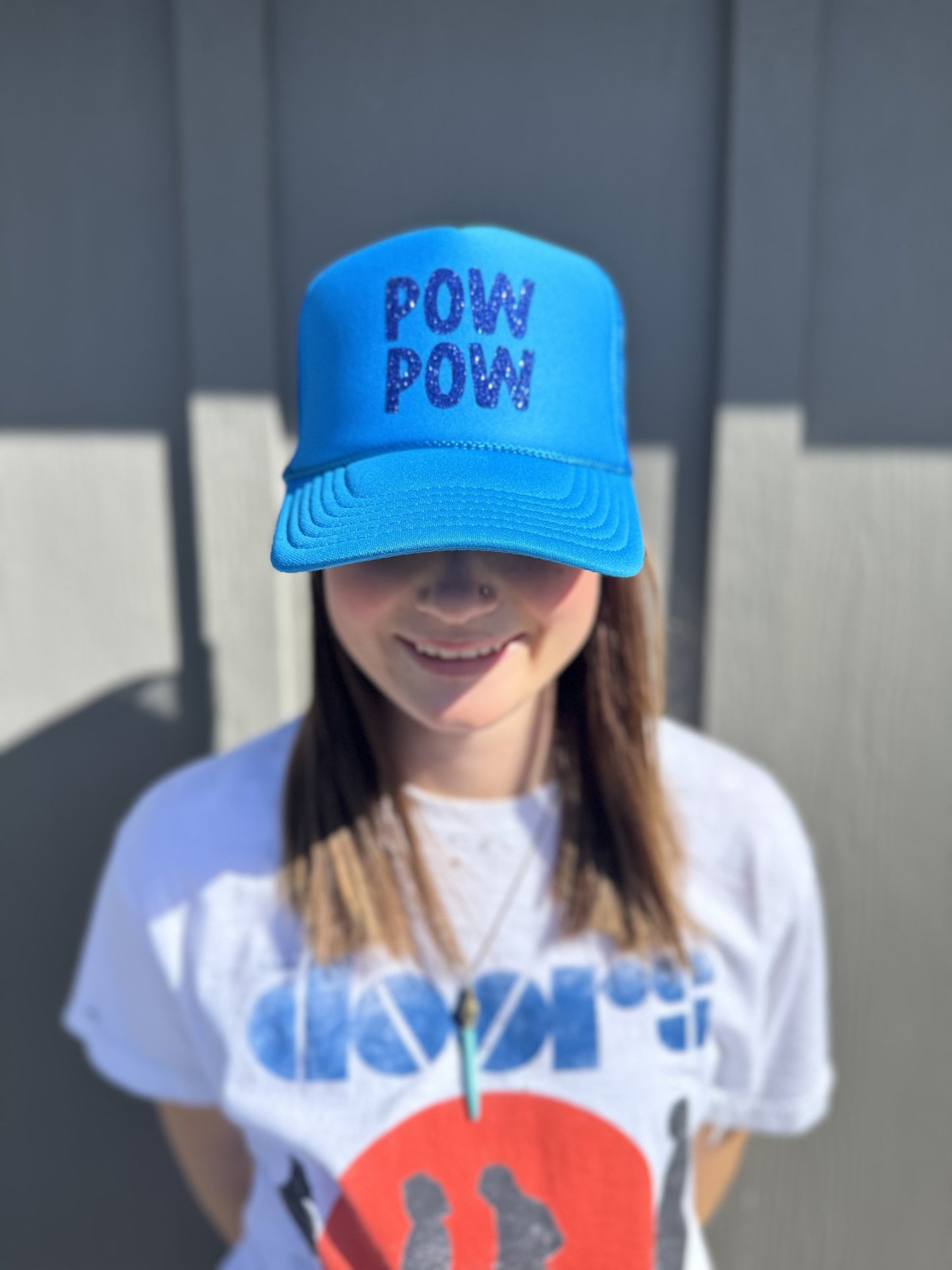 Pow Pow - Neon Blue Trucker Hat