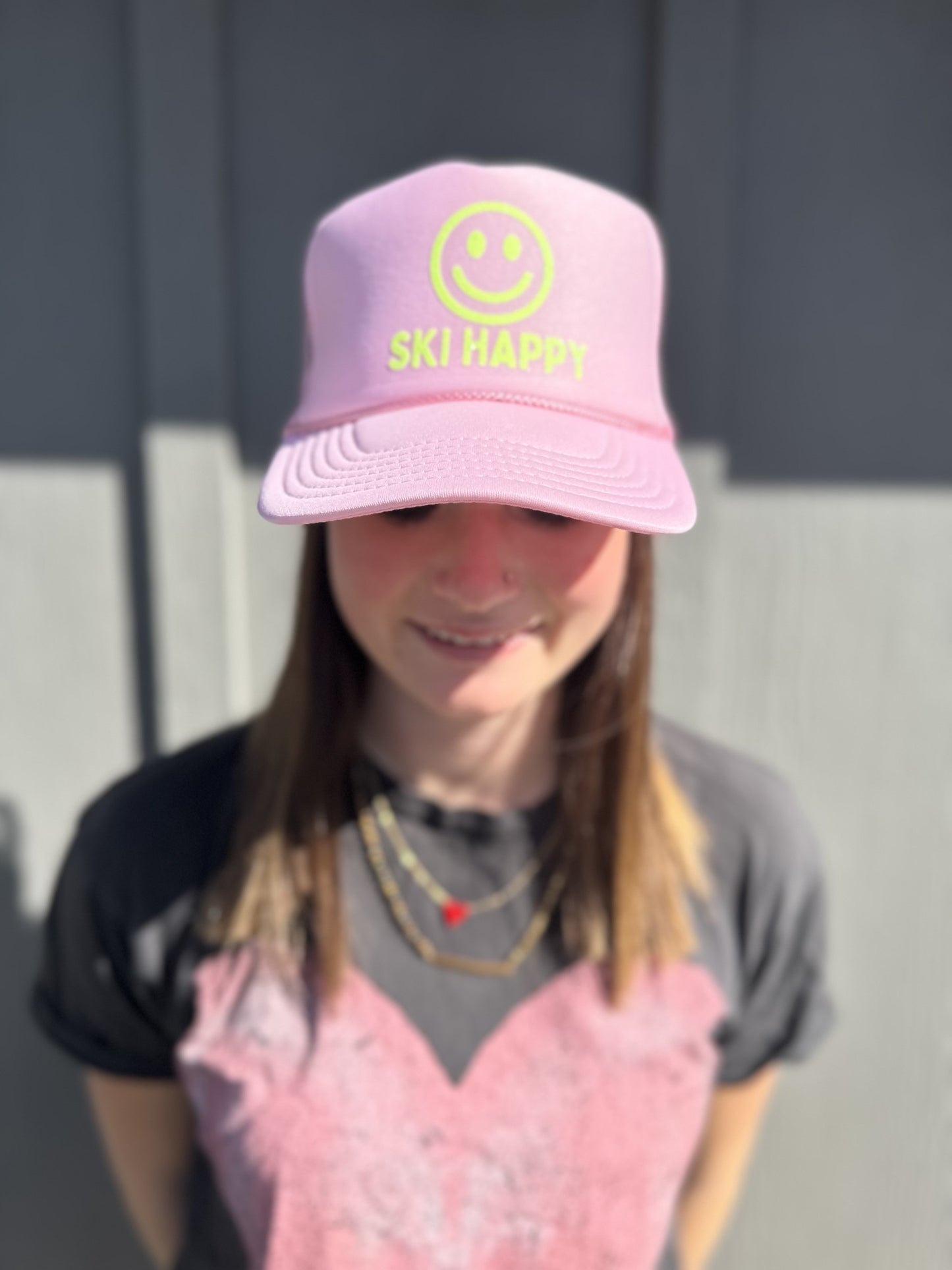 Ski Happy - Light Pink Trucker