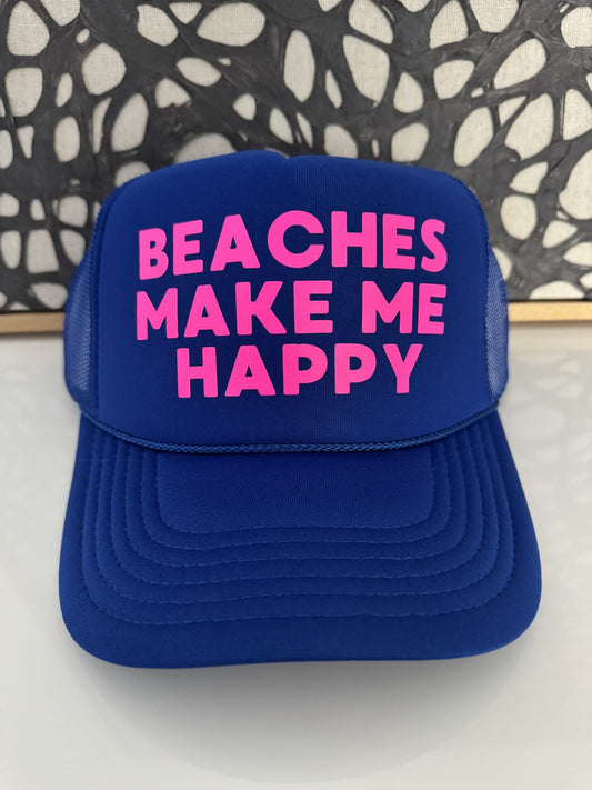 Beaches Make Me Happy - Royal Blue Trucker