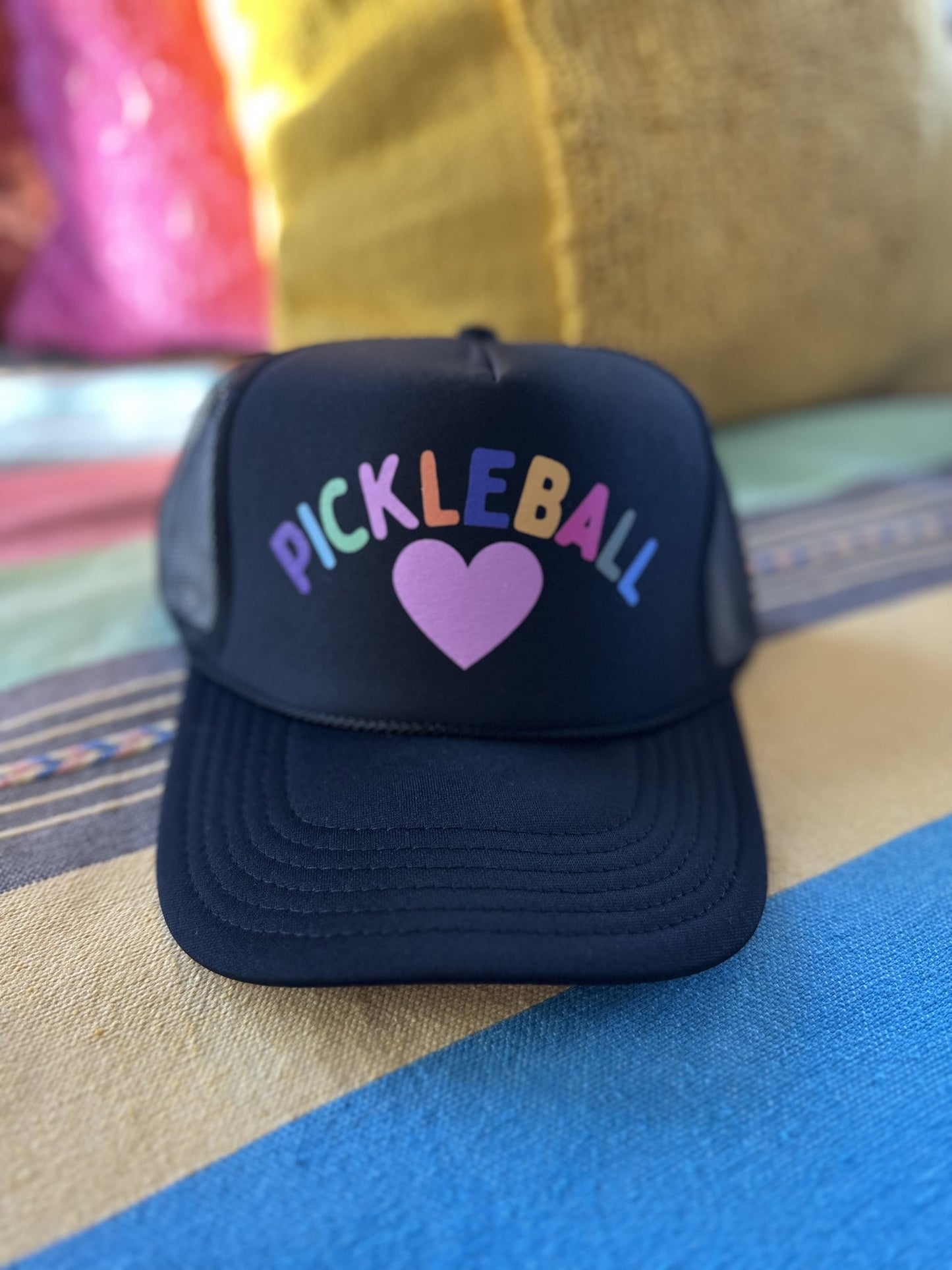 Colorful Pickleball - Black Trucker