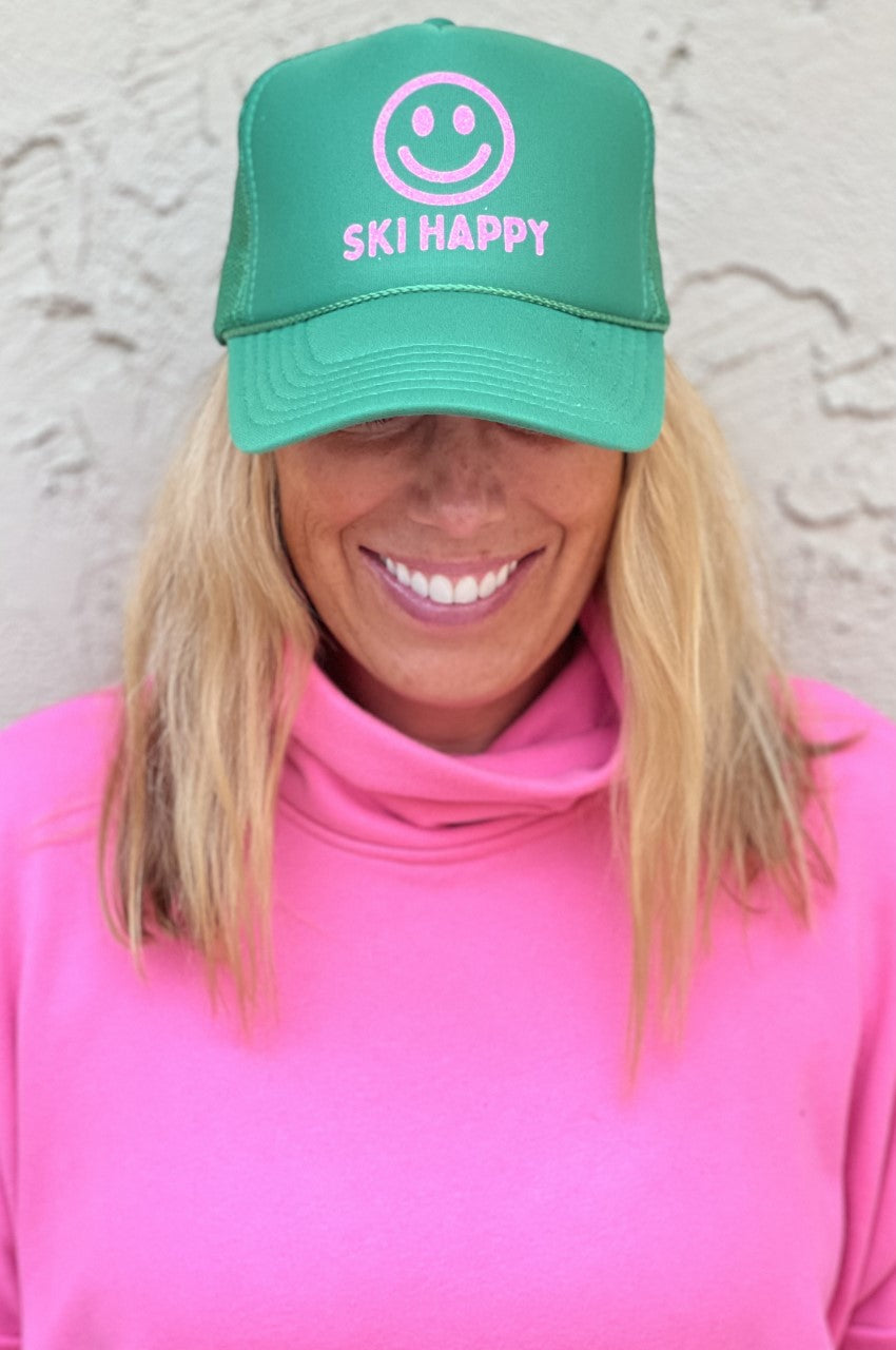 Ski Happy - Kelly Green Trucker